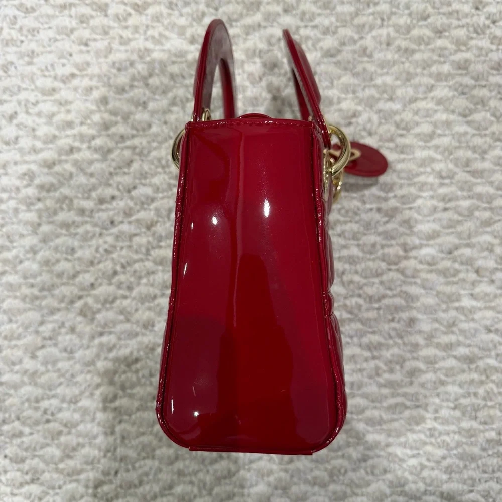 Red Leather Mini Bag with Gold Accents - Picture 5 of 8